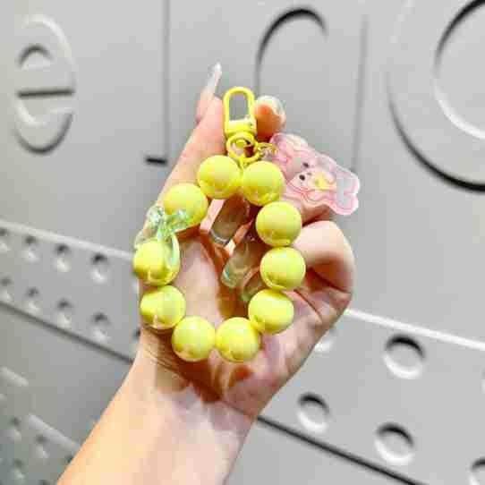 Rabbit Resin Trendy Candy Colored Bow Knot Heart Bead Keychain For Fashionable Gifts