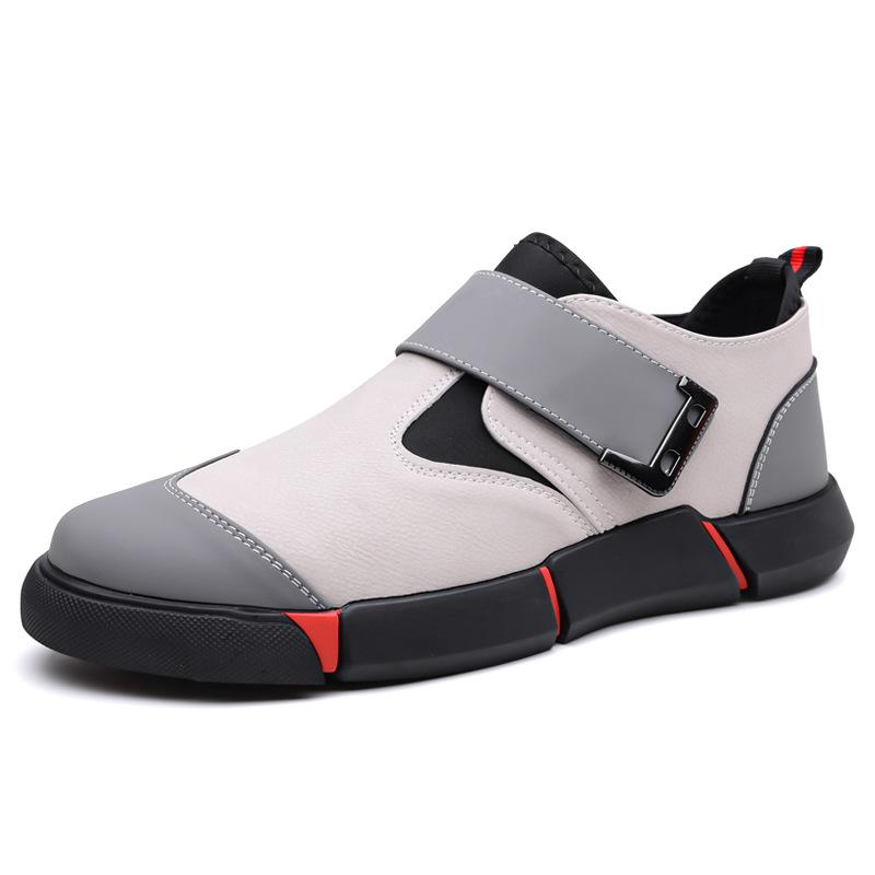 New men's casual leather shoes men's lazy shoes comfortable foot cover low top Velcro non-slip flat heel shock absorber round head
