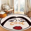 Cool Girl Face Expression Round Rug Trendy Pop Art Decor Soft Flannel Living Room Bedroom Teen Girl Room Floor Mat Carpet