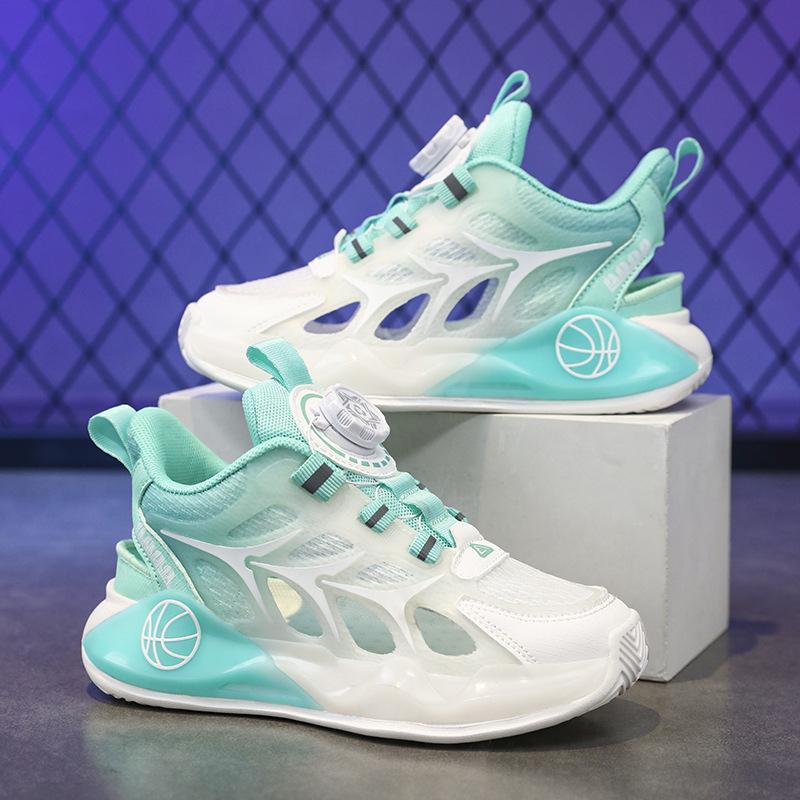 Classmates Boys Summer Single Mesh Breathable Soft Bottom Older Children Rotating Buckle Hollow Frame Shoes Children's Physical Education Sneakers