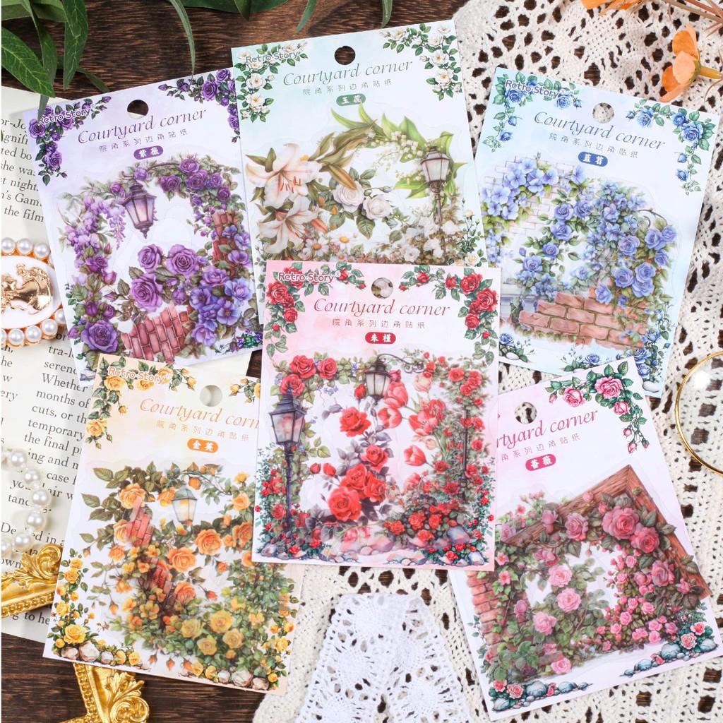30pcs/pack Flowers Corner Stickers PET Sticker Package DIY Diary Decoration Sticker Album Scrapbooking Junk Journal