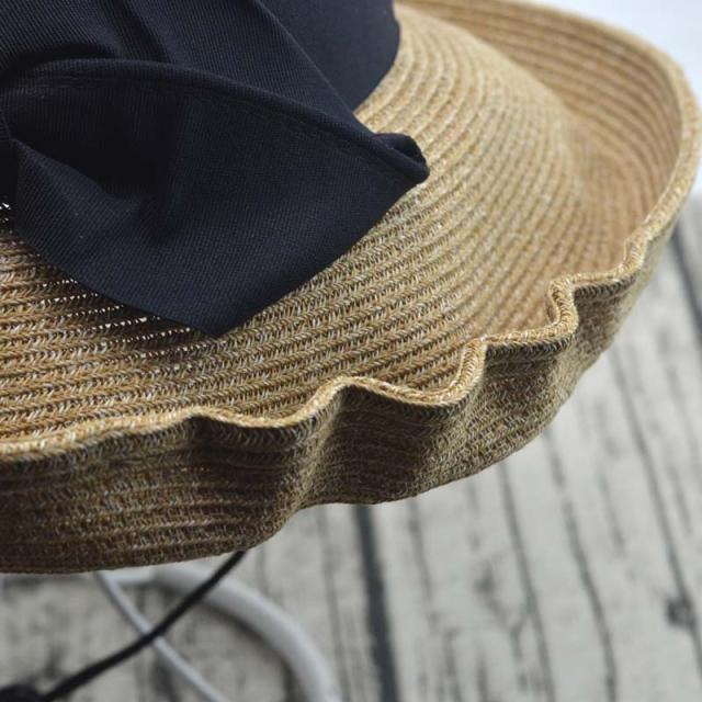 Sun Litong Travel Sunscreen Bucket Hat Women'S Summer Eaves Bow Sunshade Straw Hat Foldable Sun Hat