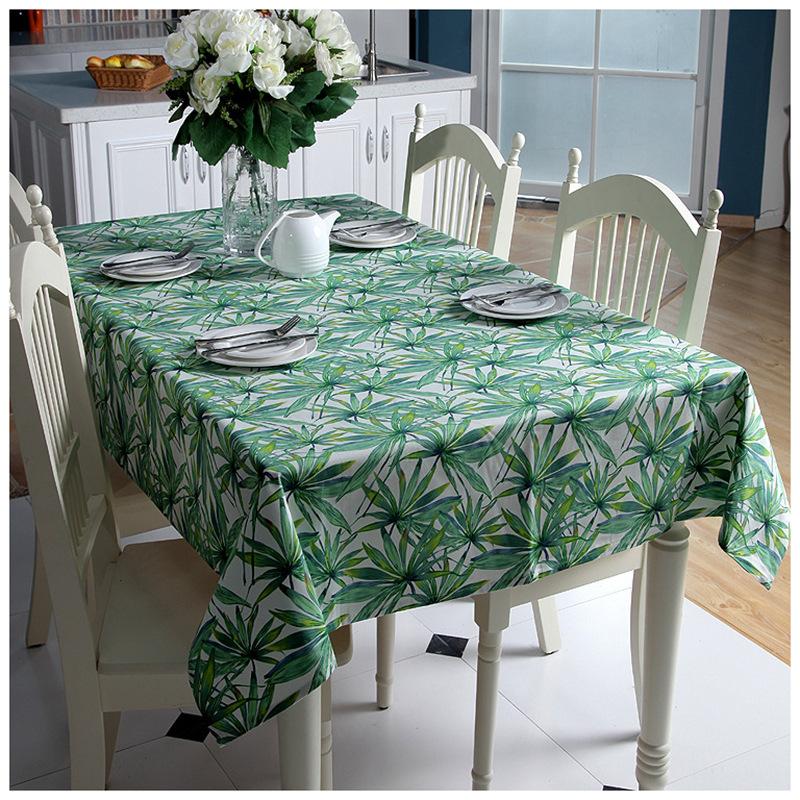 Cotton Thickened Canvas Leaves Tropical Rainforest Plantain Leaves Bamboo Leaves Coffee Table Tablecloth Dining Table Cloth
