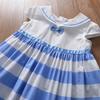 Sukienki w paski dla dziewczynek 2025 Nowa letnia codzienna sukienka z krótkim rękawem dla dziewczynek Sukienki na co dzień Ubrania bawełniane dla dzieci 2-6T