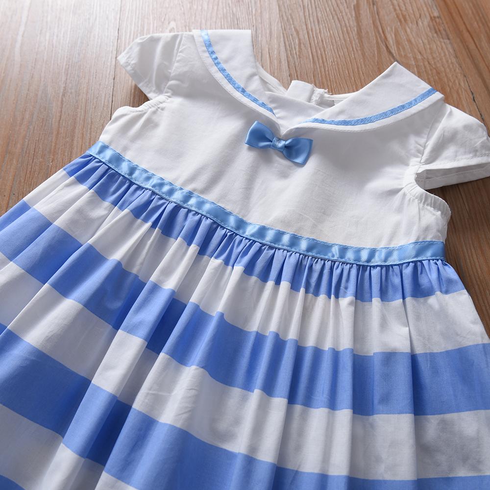 Dívčí pruhované šaty 2025 Nové Letní Ležérní Dívčí Šaty s Krátkým Rukávem Denní Šaty Dětské Bavlněné Oblečení 2-6T