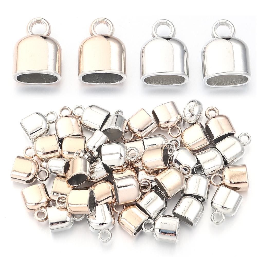 20pcs CCB Crimp End Caps Leather Cord End Tip Clasps Connectors for Jewelry Making DIY Bracelets Necklace Keychain Accessories