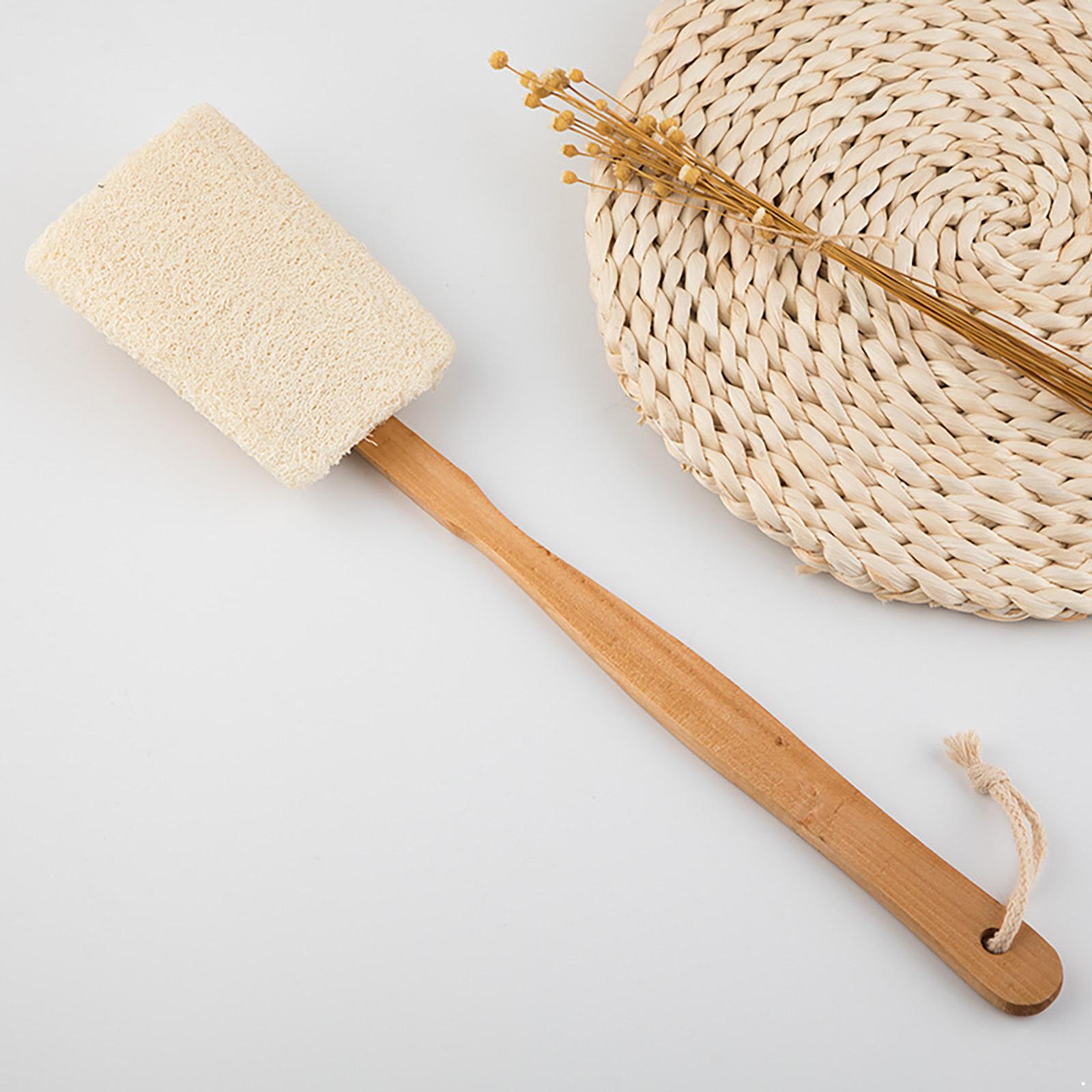 

Wooden Bath Brush with Extended Grip – Unisex Loofah Scrubber for Exfoliating, Back Massaging, Heavy Duty Deep Clean One Size