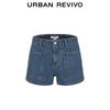 UR 2026 Spring Women's Ultra-Short Denim Shorts with Patch Pockets