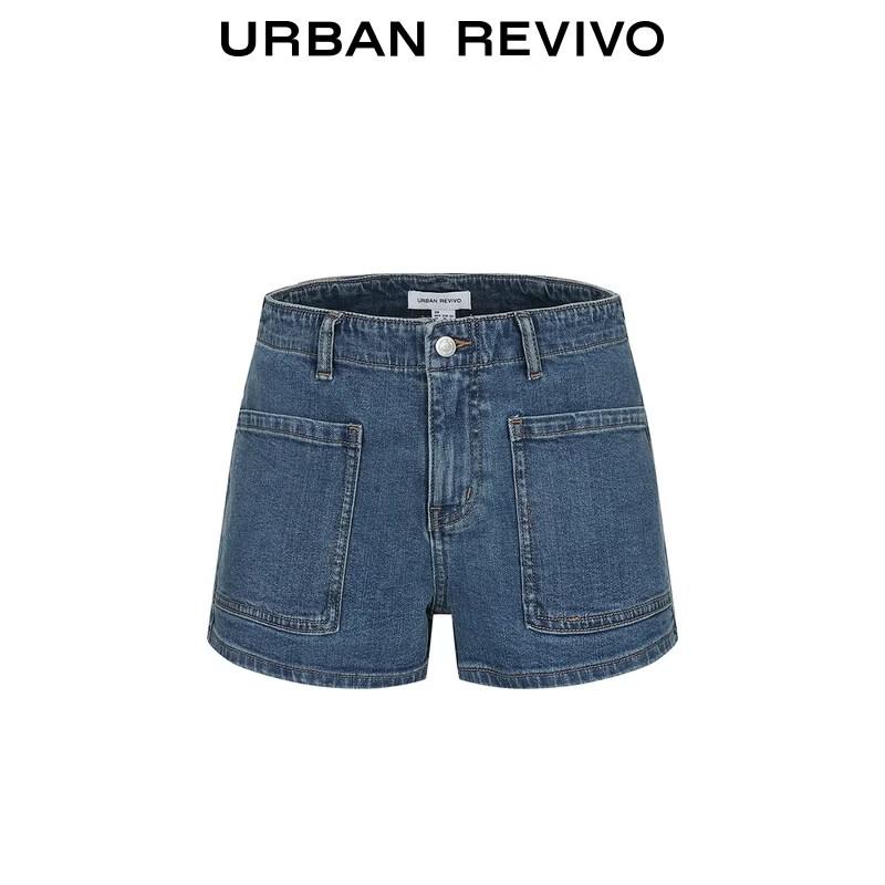 UR 2026 Spring Women's Ultra-Short Denim Shorts with Patch Pockets