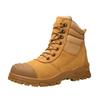 Men's High-Top Wheat Safety Shoes: European Standard, Anti-Smash, Anti-Pierce, Wear-Resistant, Durable Leather with Zipper Style.