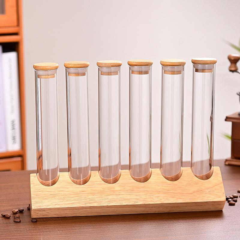 Glass test tube display, tea storage, transparent sealed jar, coffee beans, milk tea shop, restaurant bar supplies, sealed bottle