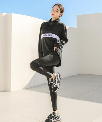 Tyubeuteuli Women'S Loose Fit Anorak Half-Zip Rash Guard B722 Black