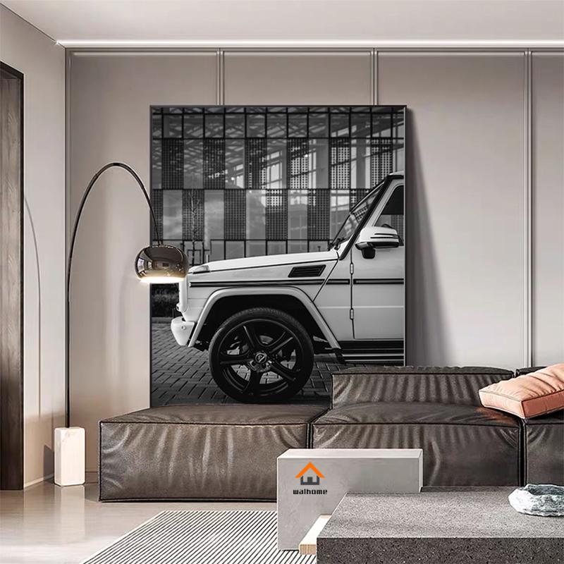 Mode Lyxbil Sexiga Kvinnor Moderna Svartvita Dekorativa Målningar Canvas Väggkonst Bilder Foton Vardagsrum Heminredning