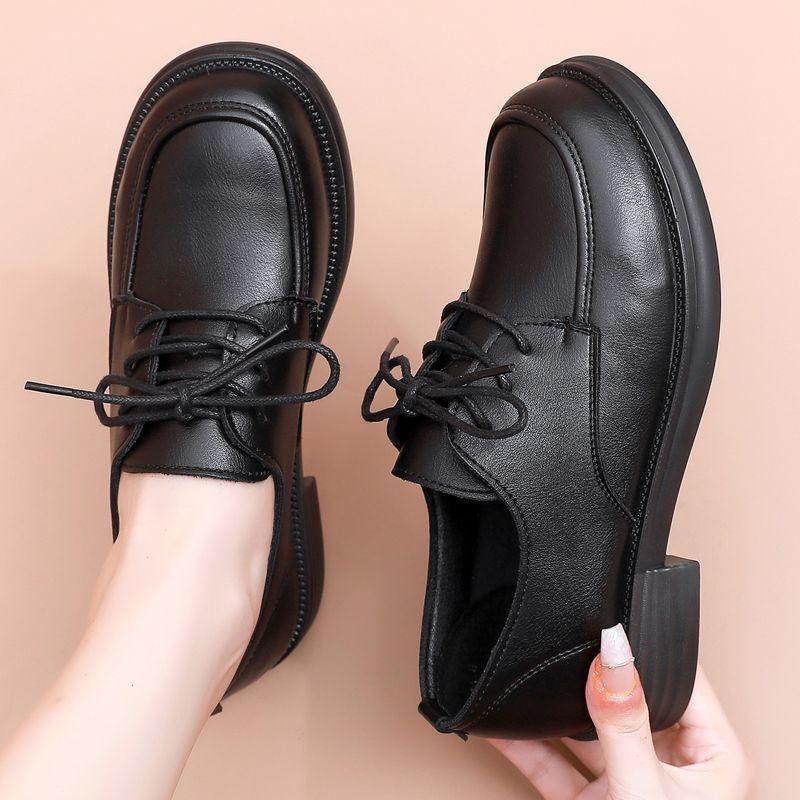 Mom shoes spring and autumn new flat-soled medium-old comfortable single shoes soft-soled medium-2 leather shoes women's non-slip work shoes