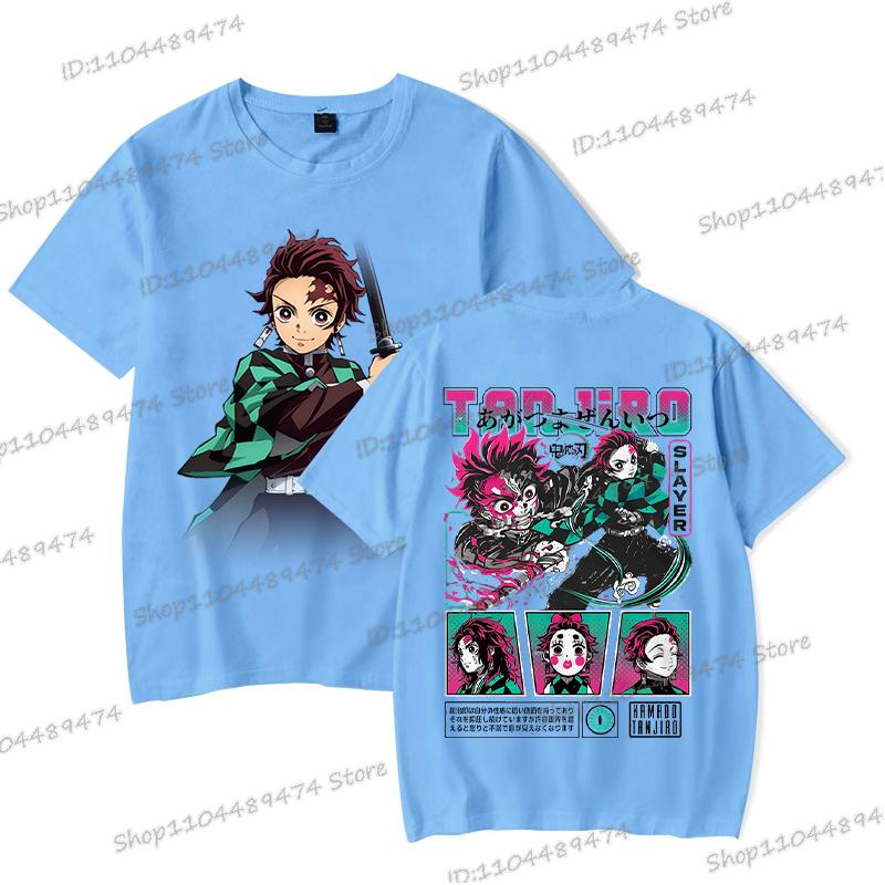 Japanisches Anime Kimetsu No Yaiba T-Shirt Tanjiro Kamado Grafik Herrenbekleidung Vintage Hip Hop Kurzarm Unisex T-Shirts Geschenke