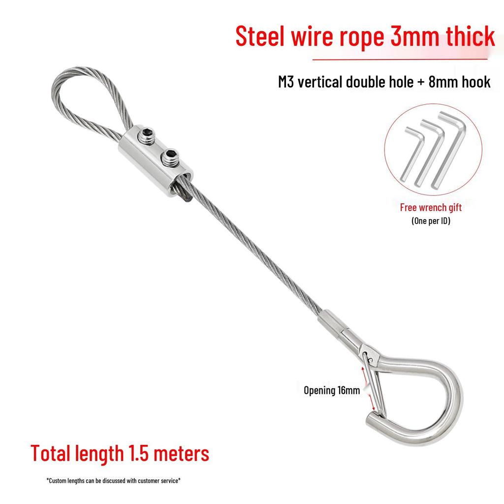 304 Stainless Steel Wire Rope Lock Buckle, 1-4mm Adjustable Hanging Picture and Lighting Wire Hook Adjuster