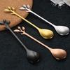 6pcs Leaves Scoop Ice Cream Dessert Spoon Creative Contracted Stainless Steel