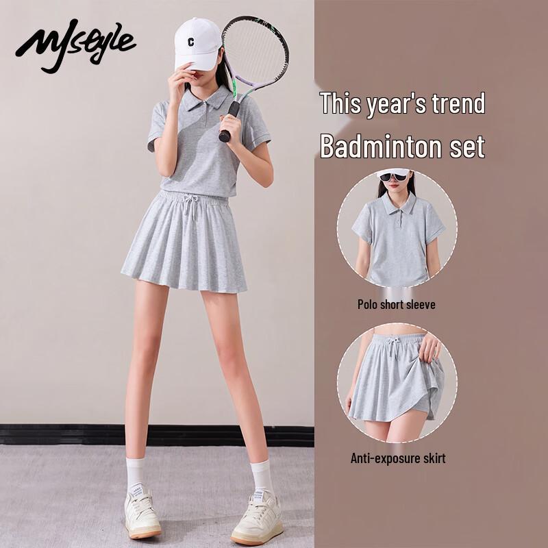 MJ STYLE Polo Collar Skirt Set with Safety Shorts L