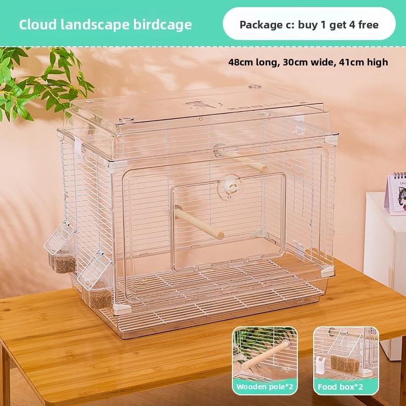 

Transparent Acrylic Birdcage Cage Portable Parrot Carrier Large Viewing Cage Villas Budgie Parrot Canary Park Breeding Supplies