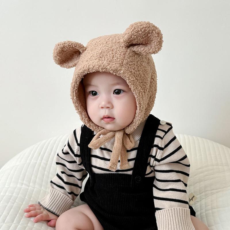 Baby Winter Hat Cartoon Ears Newborn Infant Lamb Fleece Ear Protection Bonnet Beanie Outdoor Windproof Toddler Warm Earflap Cap