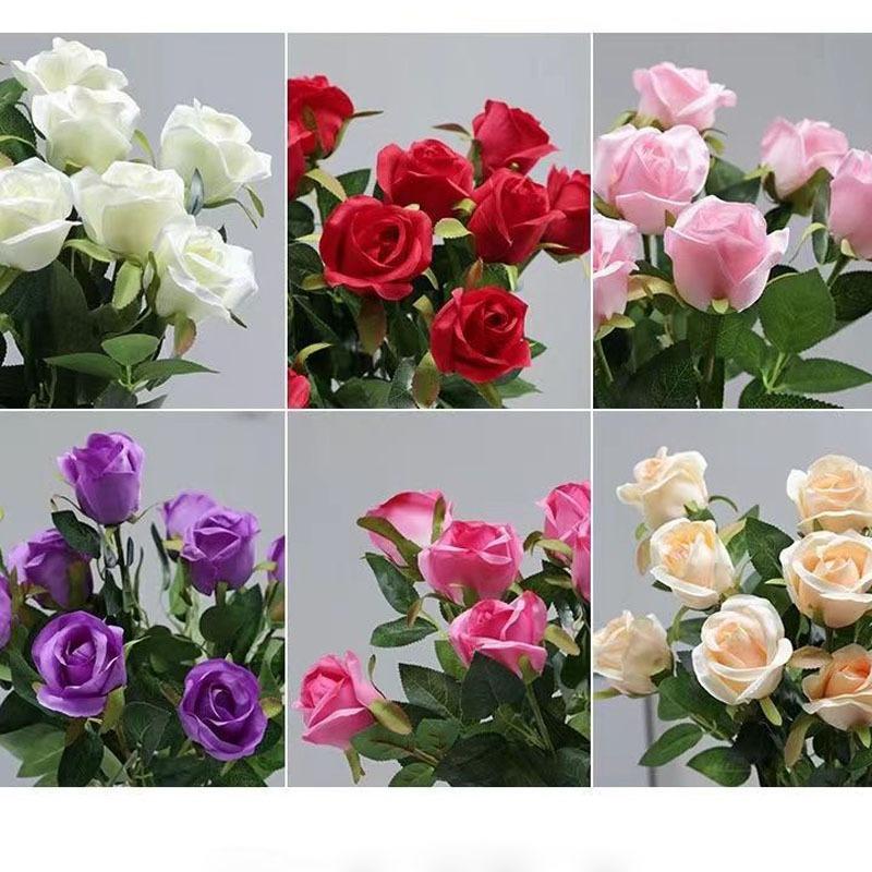 10 Stück/Lose Rose Künstliche Blumen Heim- und Wohnzimmerdekoration Einen Strauß in der Hand halten Esstisch Blumenschmuck Hochzeitsfeier Zubehör