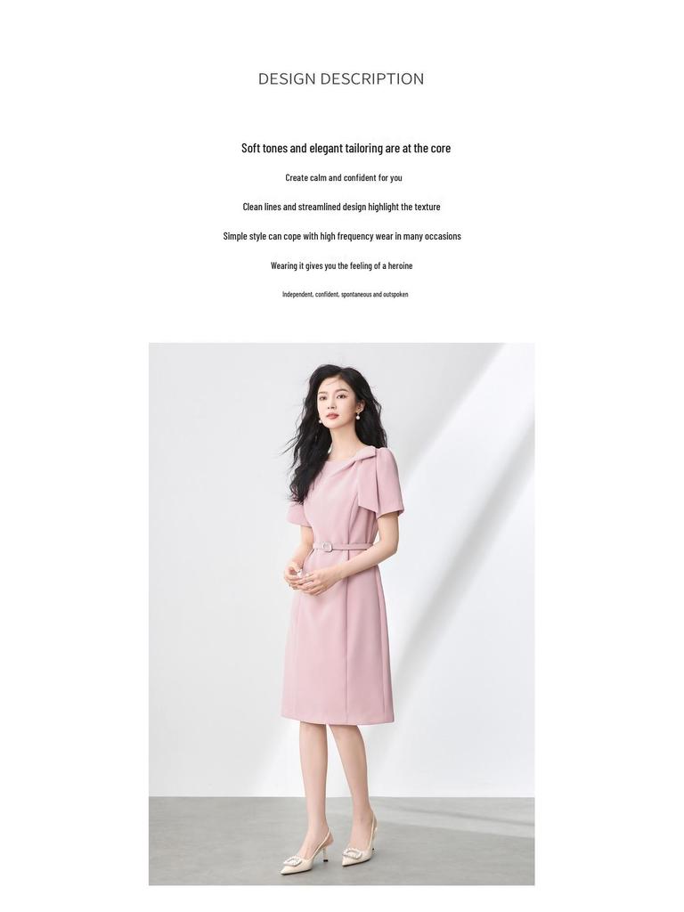 Quiet Luxury Bow Adorned Summer Dress - Elegant Waist-Hugging Style