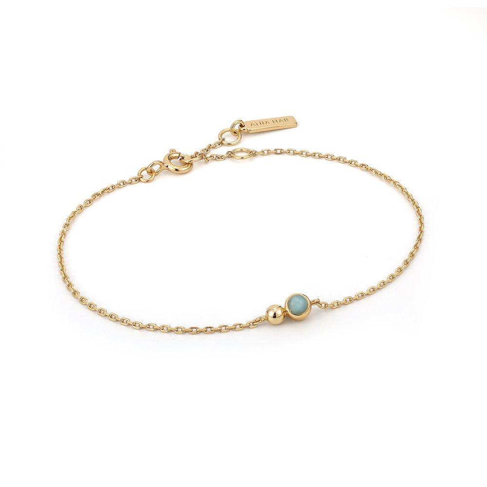 [Aniahai] Amazonite 925 Silver Chain Bracelet b045-01G-Am