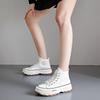 Women High Top Sneakers Lace-Up Casual Plarform Height Canvas Non-slip Wear Resistant Spring Female Vulcanize Shoes