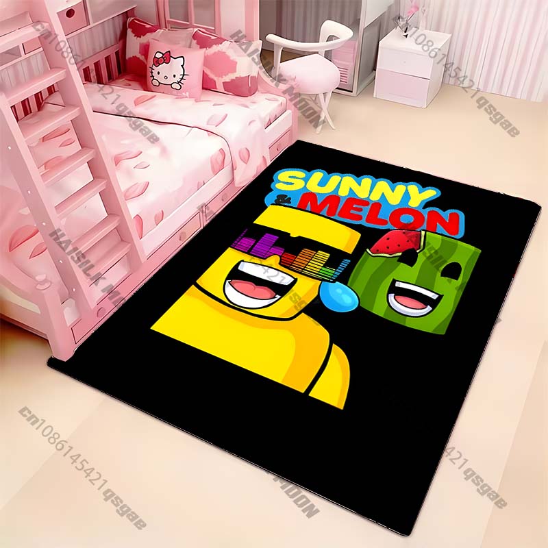 Funny S Sunny and Mel0n Pattern Carpet Rug for Living Room Bedroom,Office Areas,large Decora Mat, Durable Machine Washable Mat