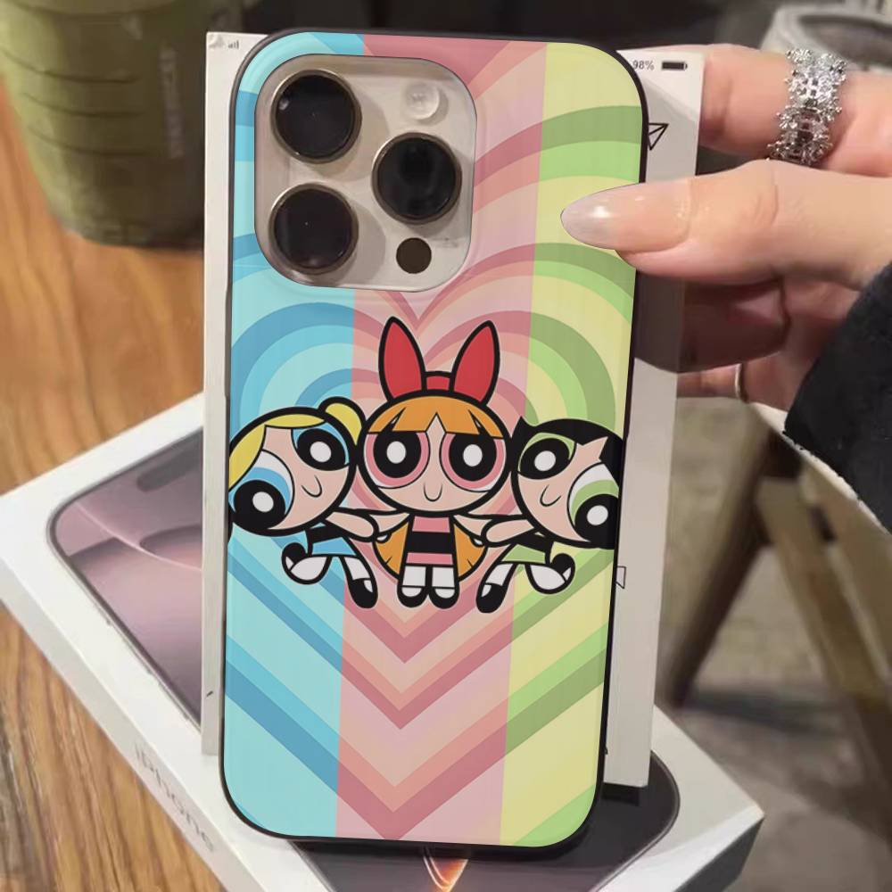 

P-Powerpuff-GirlS Phone Case For IPhone 11 12 13 14 15 16 17 Pro Max PLUS Pro Wave Corrugated Silicone Case iPhone 16 plus