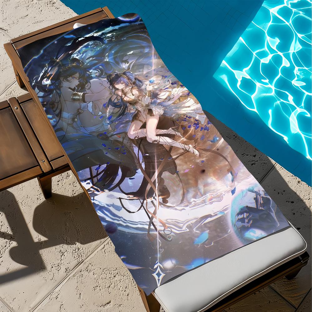 Game W-wuthering IUNO Towel Large W-waves Quick-Drying Microfiber soft Beach Towel for Travel Fitness Sauna Bathing Camping
