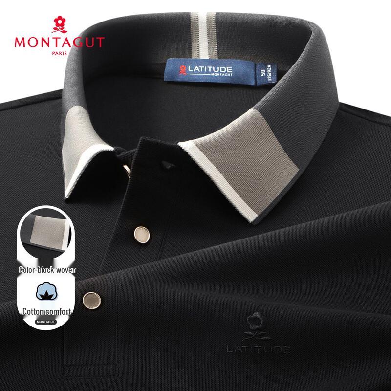 Montagut Men s Contrast Collar Long Sleeve Casual Polo Shirt 50