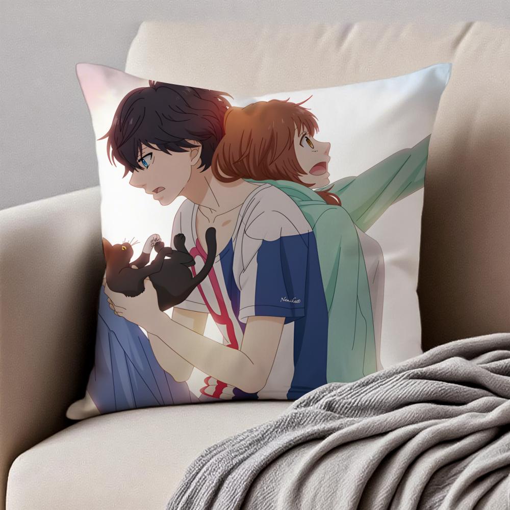 Fashion Warm Daily A-Ao Haru Rides Cushion Cover Pillowcase Anti-Dustmite Invisible Zipper Short Plush Sofa Cushion