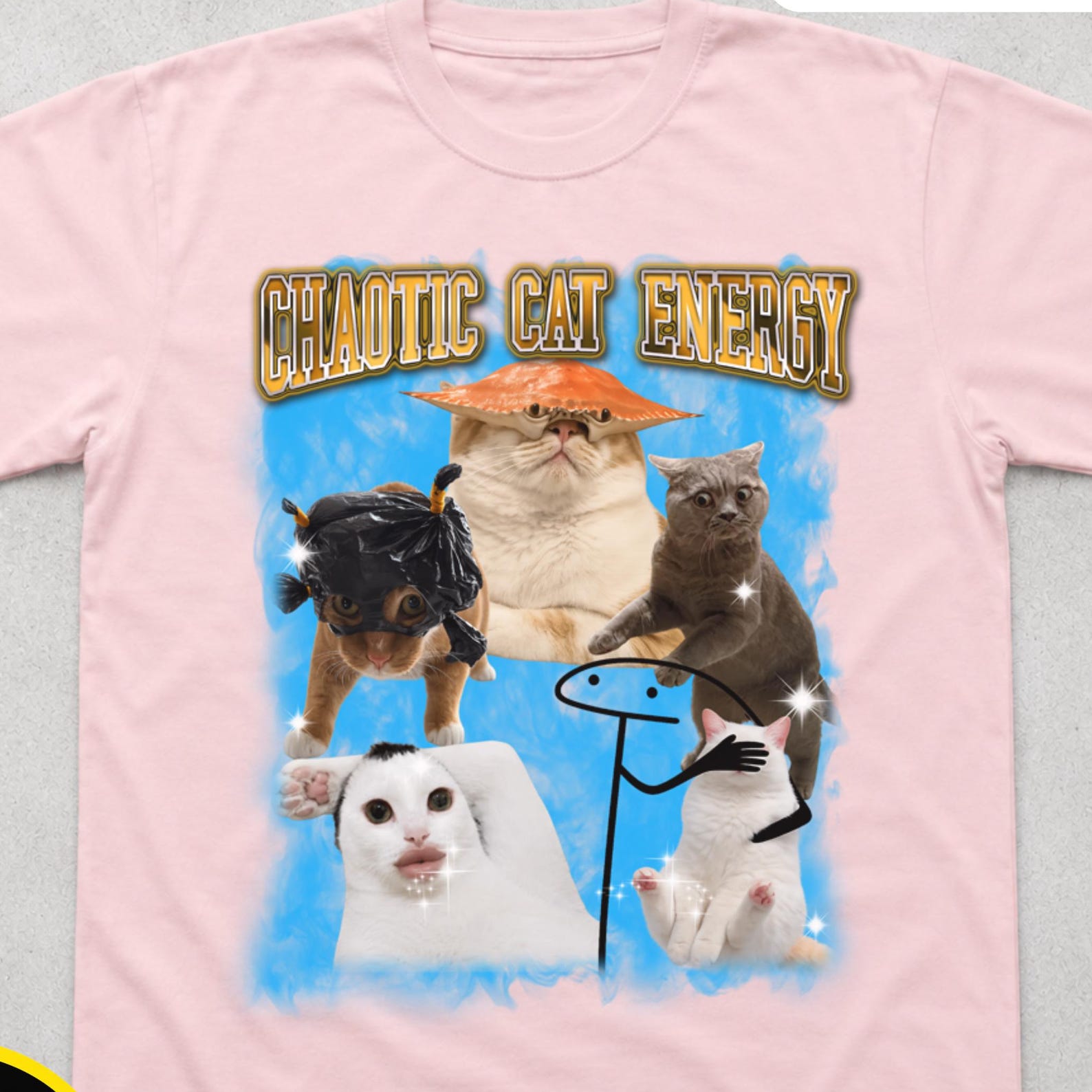 Meme Shirt Chaotic Cat Energy Tee,Weird Cat Meme Tee,Unhinged Cat Lover Gift,Silly Cat Shirt, Cat Lover Gift, Funny Meme T-Shirt M