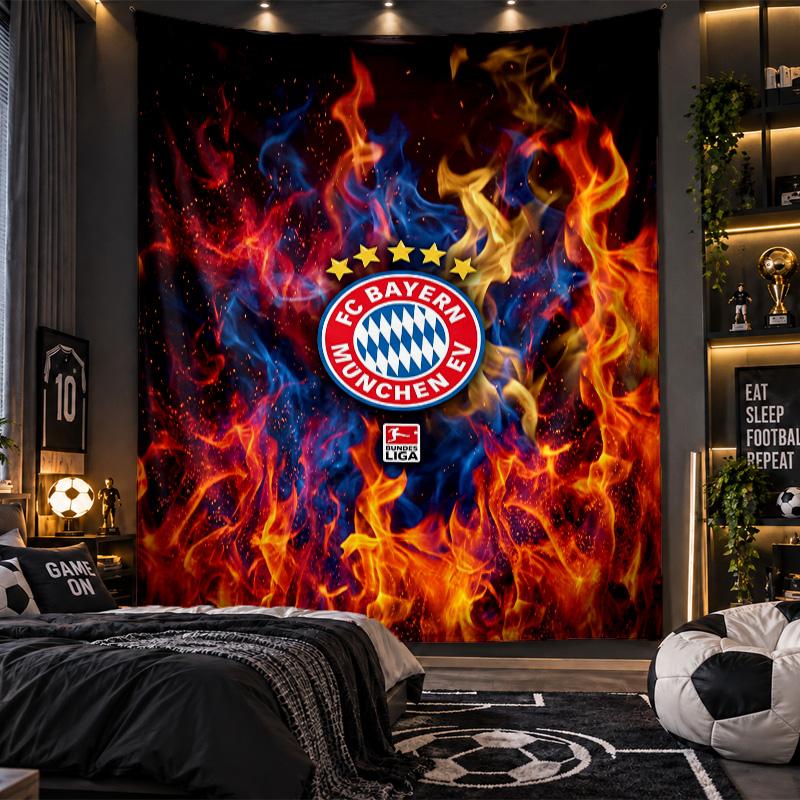 Nástěnná tapiserie s potiskem Bayern Mnichov, látka do obývacího pokoje, ložnice, domácí dekorace