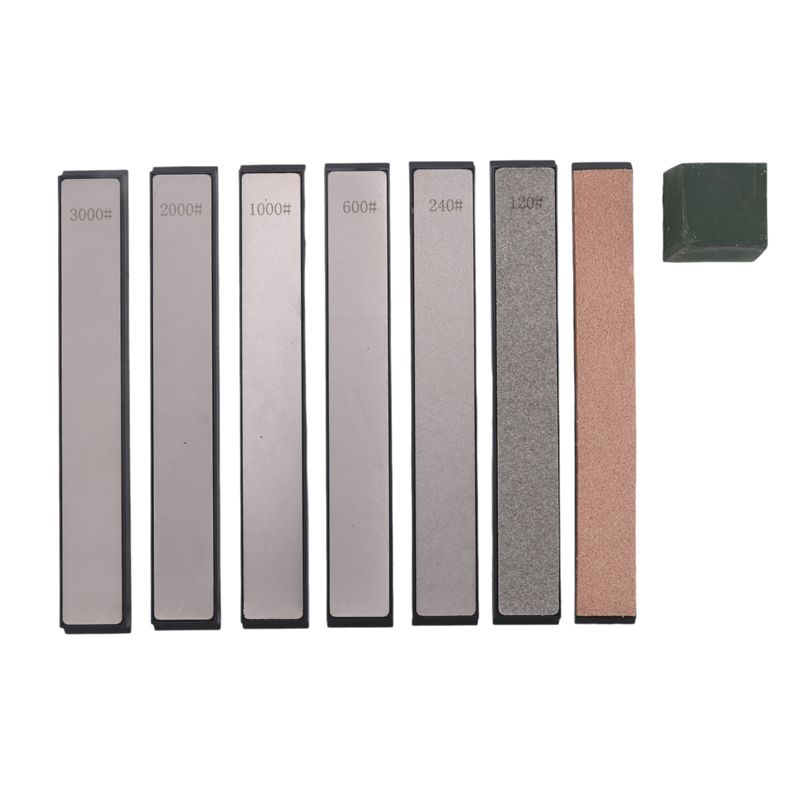 

AEE4- Sharpening Stone,6 Whetstone-120/240/600/1000/2000/3000,1 Strop,1 Polishing Paste For Fix-Angled Knife Sharpener серебряный