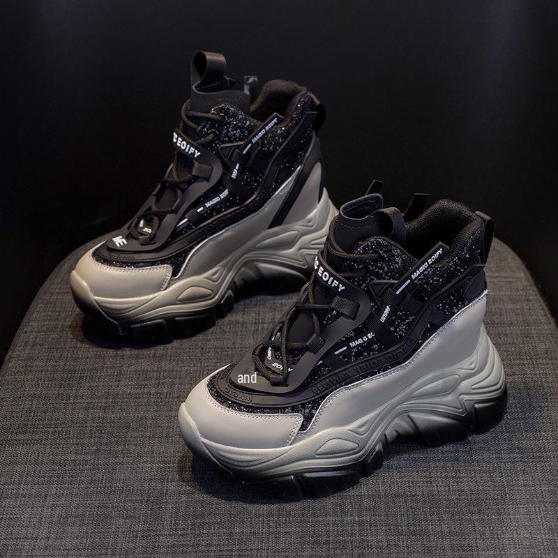 Women's 2024 Autumn Height-Enhancing Sequin Dad Shoes: Stylish and Versatile Casual Thick-Soled Footwear