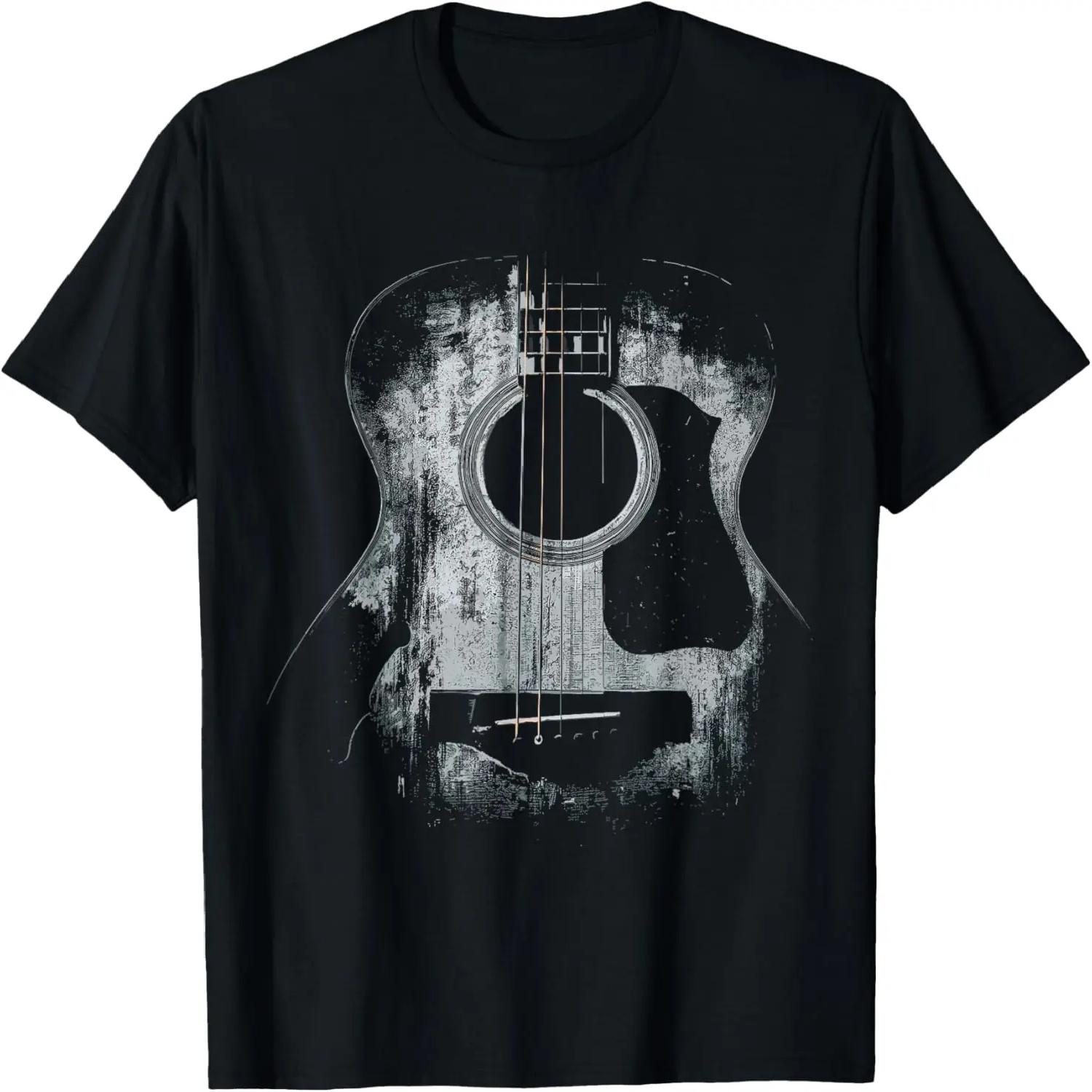 Distressed Acoustic Guitar Player Rock & Roll T-Shirt XXXXXL чёрный