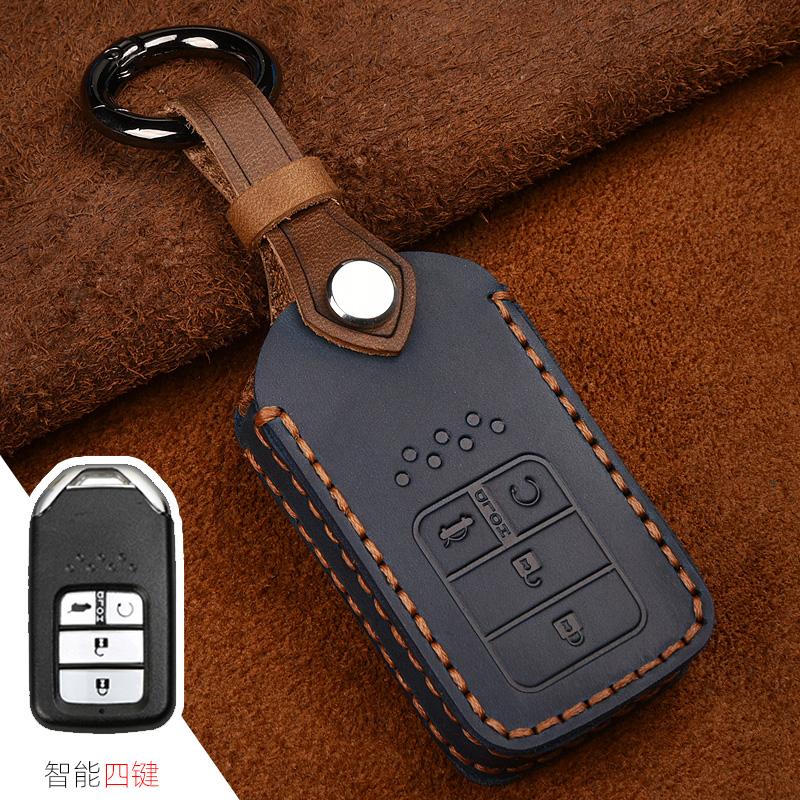 Leather Smart Remote Car Key Case Cover For Honda Vezel City Civic Jazz Brv Br-V Hrv Key Case 2Btn Car Accessories