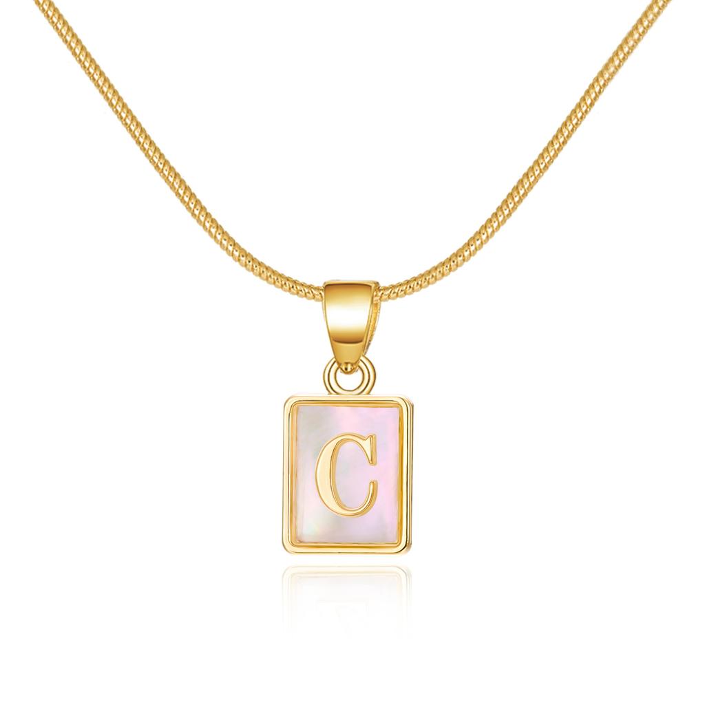 Fashion Shell 26 Letters A-Z Name Alphabet Pendant Necklace For Women Men Gold Color Choker Necklace Couples Birth Gift Jewelry