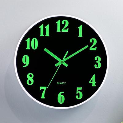 12" Luminous Silent Quartz Wall Clock for Living Room - Wall Mounted or Table Display