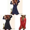 Elegant 128 Digital Print Irregular Ruffle Hem Polka Dot Deep V Chiffon Dress For Stylish Adults