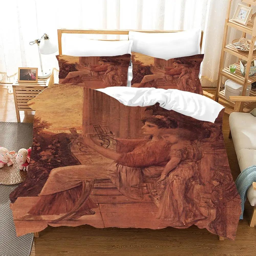 Angel Oil Painting Microfibre Bedding Sets, Children's Birthday Gift with Zip Room Decor for Teenagers Adulte 2-3 Pieces Duvet C