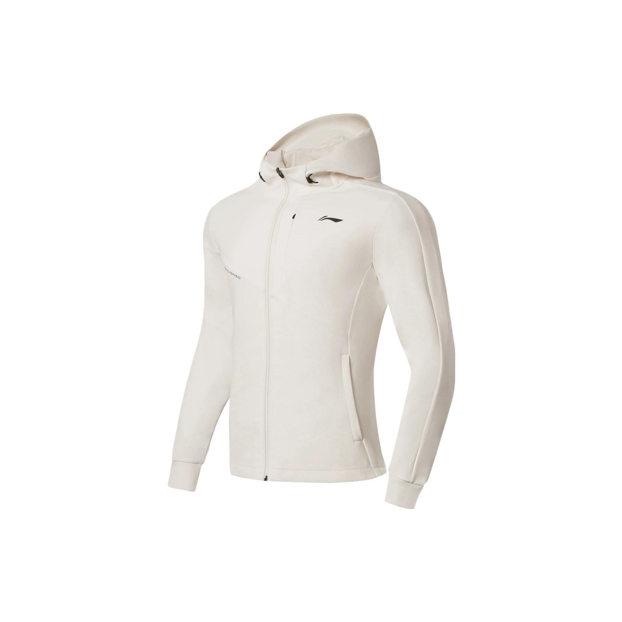 Li-Ning AWDS627-9 Men s Training Logo Zip Up Hooded Jacket Cream White XXXL