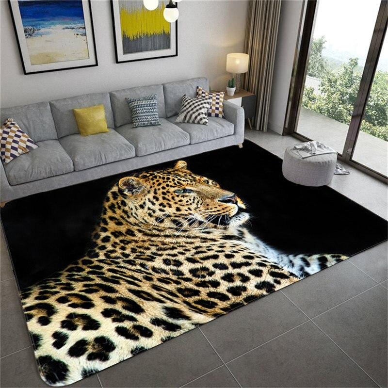 Home 3D Leopard Pattern Large Carpets for Living Room Animal Rugs Bedroom White Tiger Rug Kitchen Floor Mat