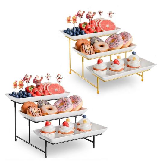 3-Tier Dessert Stand Fruits Pastries Appetizers Tray Elegant Display Rack for Buffet Tables Parties Modern Kitchen Organizer