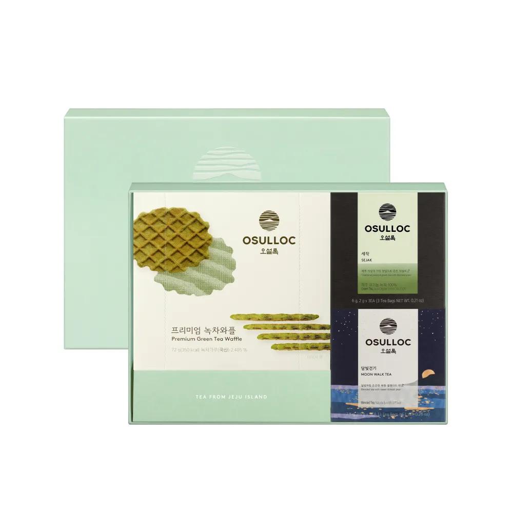 OSULLOC Waffle Tea Time 3-Type Set (Premium Green Tea Waffle/Sejak 3ea/Moon Walk 3ea)