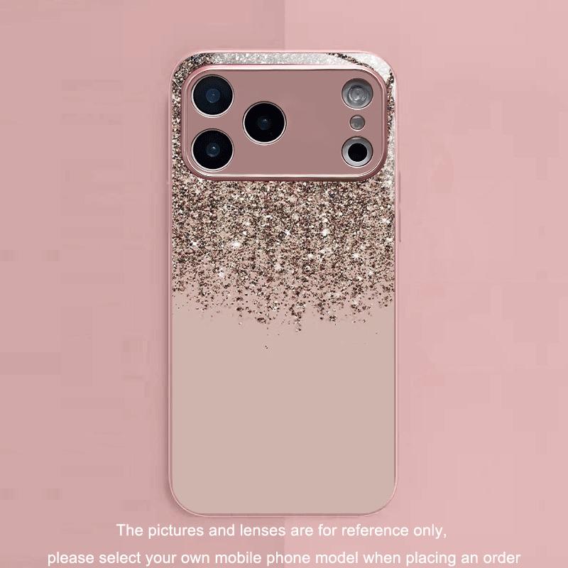 Minimalist Elegant Golden Dust Metallic Paint Glass Phone Case For iPhone 17 16 15 14 13 12 11 Pro Max 15 Plus 17 Air 16E Cover