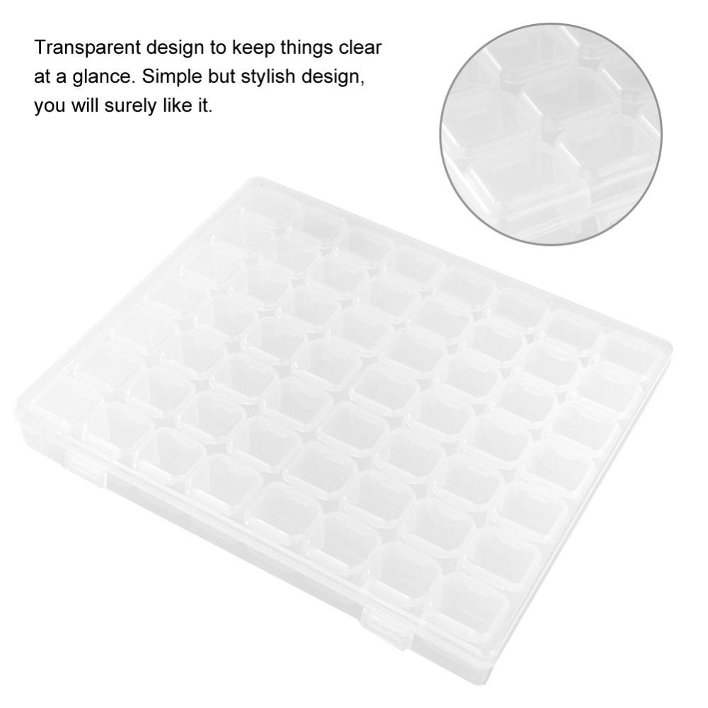56 Slots Plastic Nail Art Organizer Transparent Appearance Bead Storage Case Household