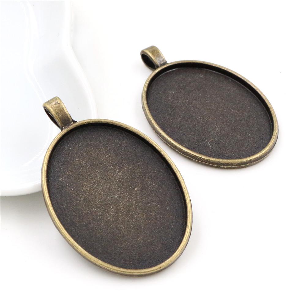 New Fashion 5pcs Fit 30x40mm Inner Size Antique Bronze Silver Plated Black Color Classic Style Cabochon Base Setting Pendant